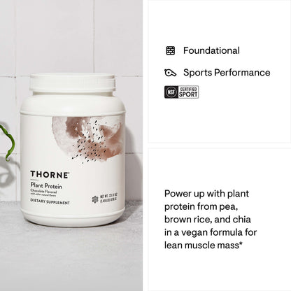 Thorne Plant Protein Powder CHOCOLATE, 23.8oz